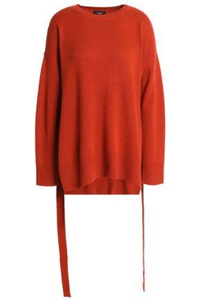 Theory Woman Draped Cashmere Sweater Tomato Red