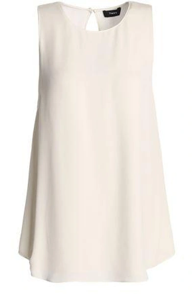 Theory Woman Silk Crepe De Chine Top Ivory
