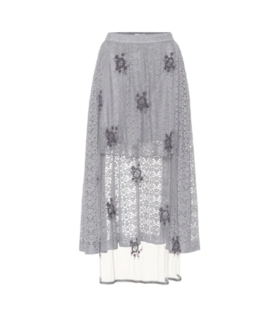Stella Mccartney Embellished Lace Skirt In Grey