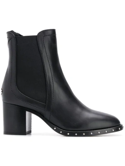 Jimmy Choo Merril 65 Black Leather Ankle Boots With Shearling Lining