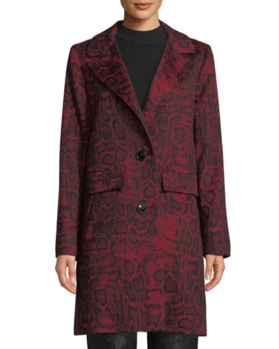 Sofia Cashmere Python-print Wool-blend Car Coat In Red Pattern