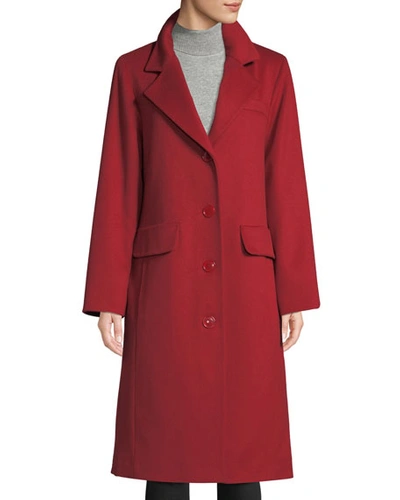Sofia Cashmere Long Updated Classic Wool-blend Coat In Red