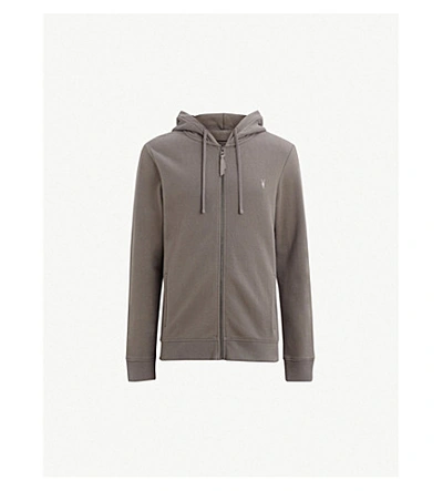 Allsaints Raven Slim-fit Cotton-fleece Hoody In Core Grey