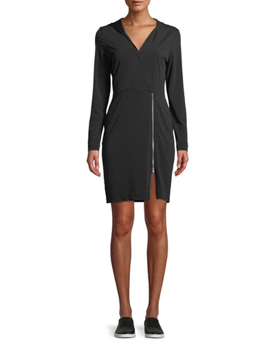 Anatomie Fresia Hooded Jersey Dress With Adjustable Zipper In Black