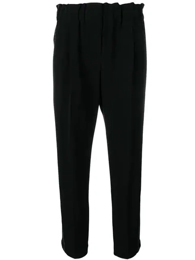 Brunello Cucinelli Lightweight Wool Straight-leg Zip Trousers With Monili Tie Belt In Black