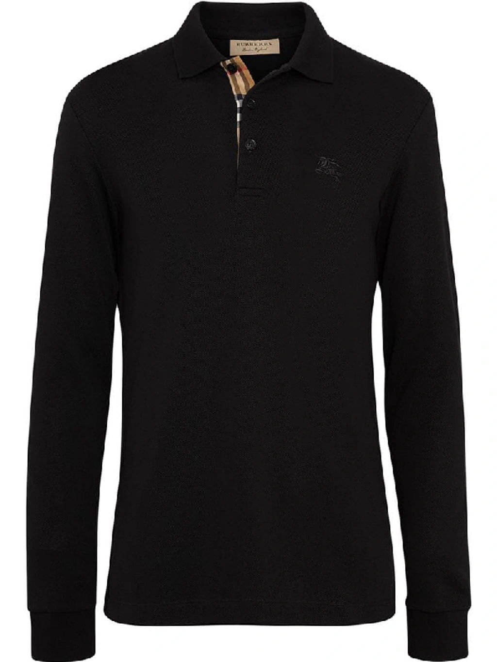 Burberry Hartford Long-sleeve Pique Polo Shirt In Black ModeSens