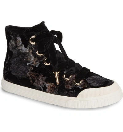 Tretorn Marley Lace-up Velvet Rubber High-top Sneakers In Black Multi