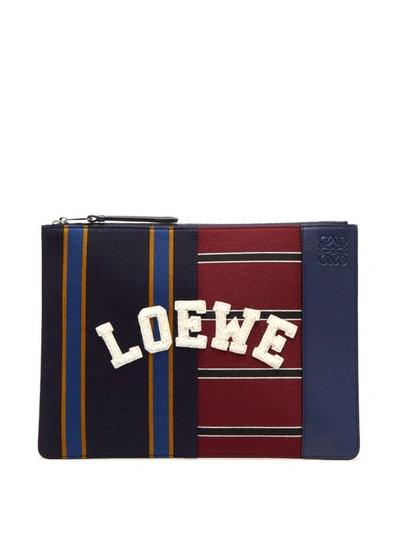 Loewe Varsity Medium Leather Pouch In Multi