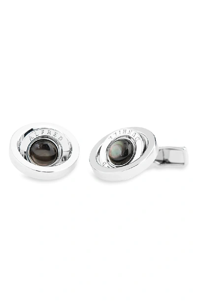 Dunhill Gyro Cuff Links With Gray Mother Of Pearl In Silver