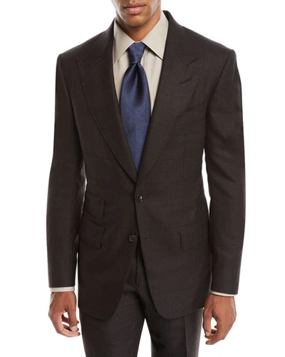 Tom Ford Men's Overcheck Windsor Two-piece Suit In Dark Brown