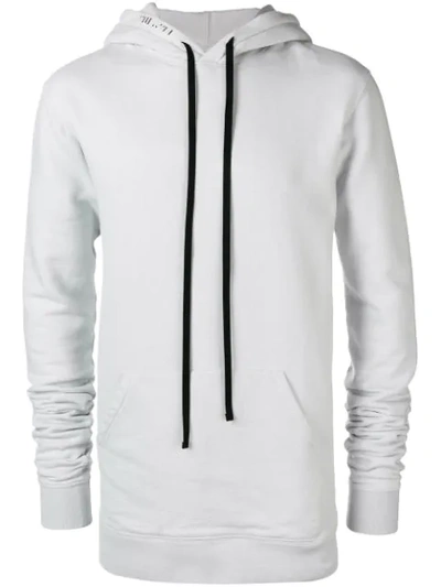 Ben Taverniti Unravel Project Long White Hoodie In Grey