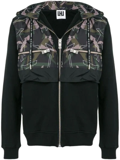 Les Hommes Urban Patterned Layered Jacket In Black