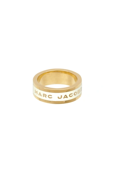 Marc Jacobs Logo Disc Band Ring In Cream | ModeSens
