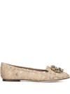 Dolce & Gabbana Slipper In Taormina Lace With Crystals In Neutrals