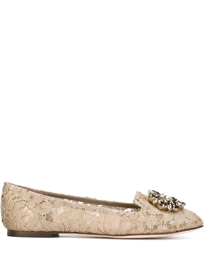 Dolce & Gabbana Slipper In Taormina Lace With Crystals In Blue