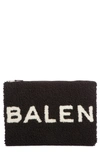 Balenciaga Genuine Shearling Pouch - Black In Noir/ Blanc