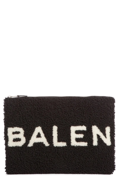 Balenciaga Genuine Shearling Pouch - Black In Noir/ Blanc