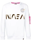 Alpha Industries Nasa Print Sweatshirt In White