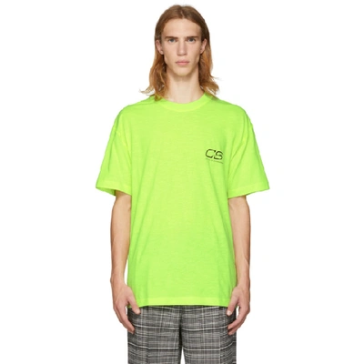 Cmmn Swdn Ridley Logo-print Neon Cotton-jersey T-shirt In Acid Yellow