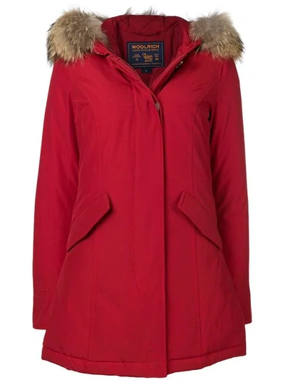 Woolrich Padded Hooded Jacket In Red