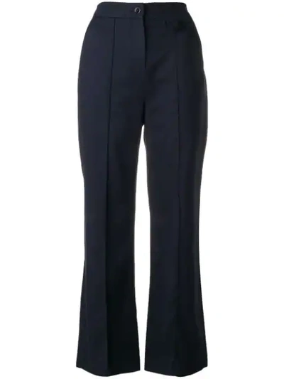 See By Chloé Cropped Wide Leg Trousers In Blue