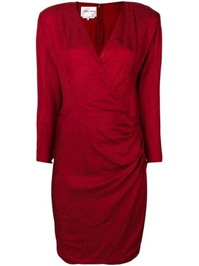 Carmen March Textured Wrap Dress In Red