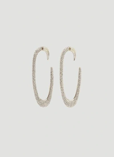Saint Laurent Crystal Hoop Earrings In Silver