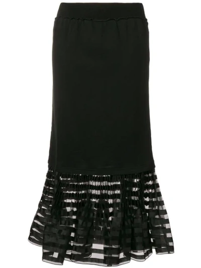 Jw Anderson Sheer Panel Hem Midi Skirt In Black
