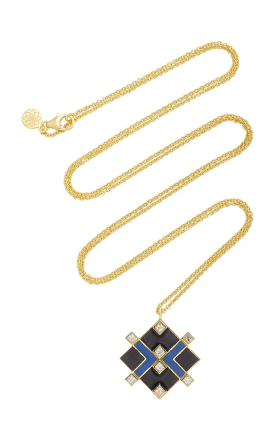 Amrapali Mosaic 18k Gold And Enamel Necklace In Blue