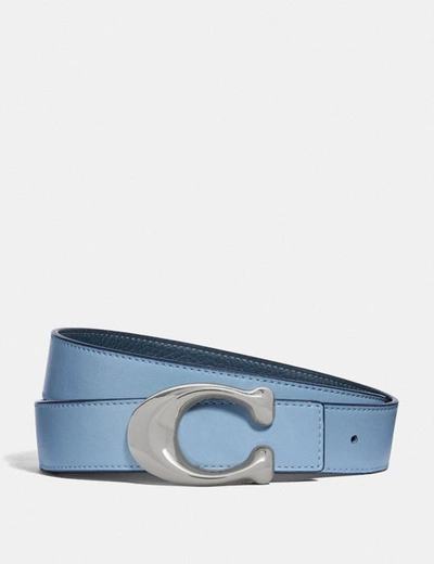 Coach Navy and Light Blue Monogram Belt with Silver Buckle Coach Women main image 3