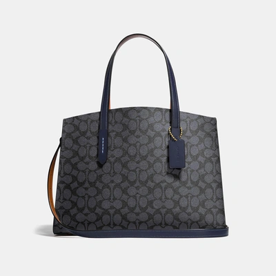 Coach Charlie Carryall In Charcoal/midnight Navy/light Gold
