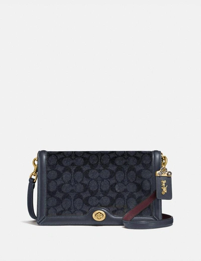 Coach Riley In Signature Canvas In Charcoal/midnight Navy/brass