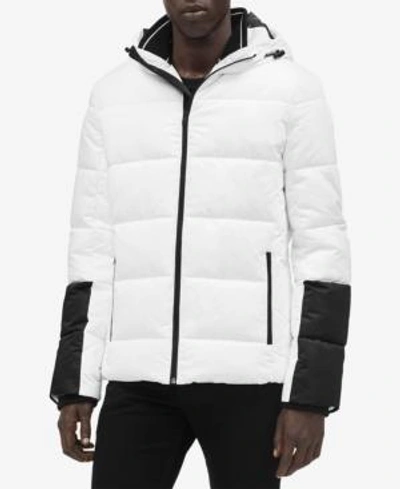 Calvin Klein Men's Colorblocked Puffer Coat In White