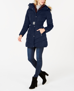 faux fur hood puffer coat tommy hilfiger