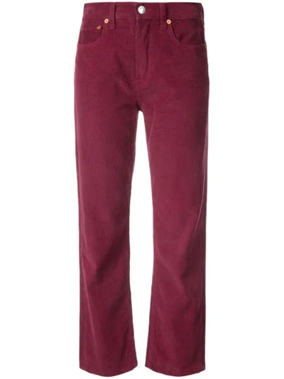 Re/done Corduroy High Waisted Trousers In Burgundy