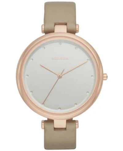 Skagen Women's Tanja Tan Leather Strap Watch 38mm Skw2484 In Rosegold