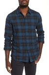 Ag Colton Plaid Regular Fit Flannel Shirt In Black/ Deep Abys