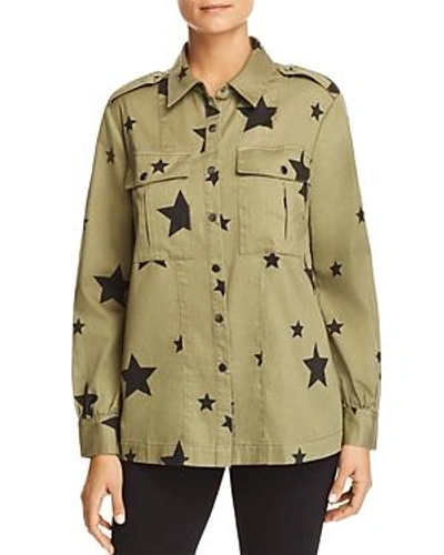 Marled Star-print Military Shirt Jacket In Light Green