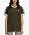 Adidas Originals Adidas Cotton Originals Adicolor 3-stripe T-shirt In Night Cargo Green