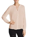 Velvet By Graham & Spencer Samantha Split-neck Top In Bisque