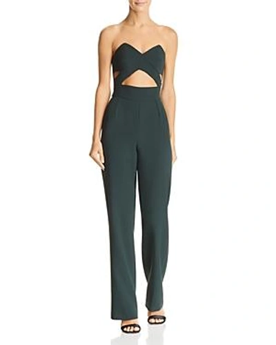 Karina Grimaldi Johan Strapless Cutout Jumpsuit In Green