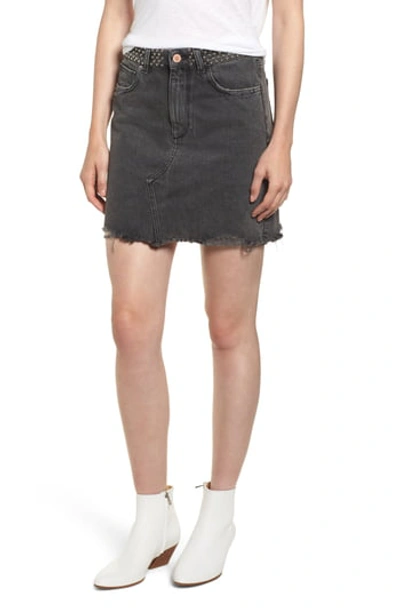 Dl Georgia Studded Frayed Denim Skirt In Wilder