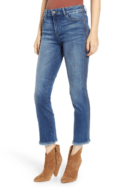 Dl Mara Ankle Mid-rise Straight Jeans With Metallic Stripes In Brooke