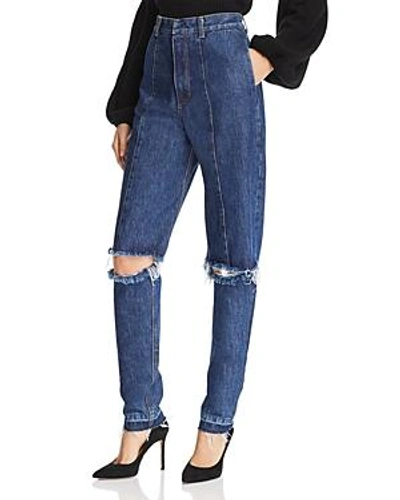 Ksenia Schnaider Cutout Straight Jeans In Medium Blue