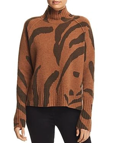 Whistles Animal Stripe Merino Wool Sweater In Camel