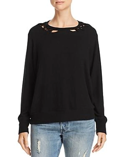 Lna Twin Lace-up Sweater In Black