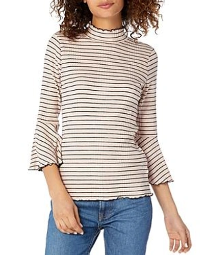 Michael Stars Rachel Stripe Mock Neck Top In Whisper