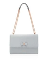 Ted Baker Delila Medium Bow Detail Leather Crossbody In Gray/rose Gold