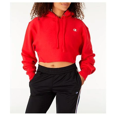 Champion reverse weave red womens crop hoodie discount