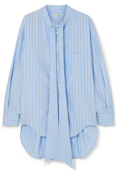 Balenciaga Oversized Printed Striped Cotton-poplin Shirt In Light Blue